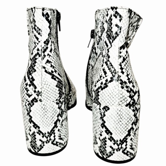Mix No 6 Snake Print Ankle Boots Heel 9M White Black Faux - Picture 3 of 7